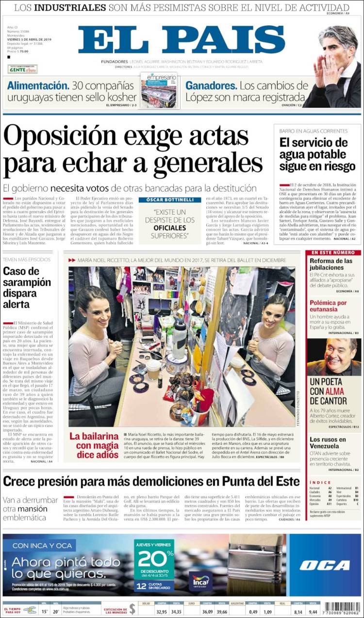 Portada de El País (Uruguay)