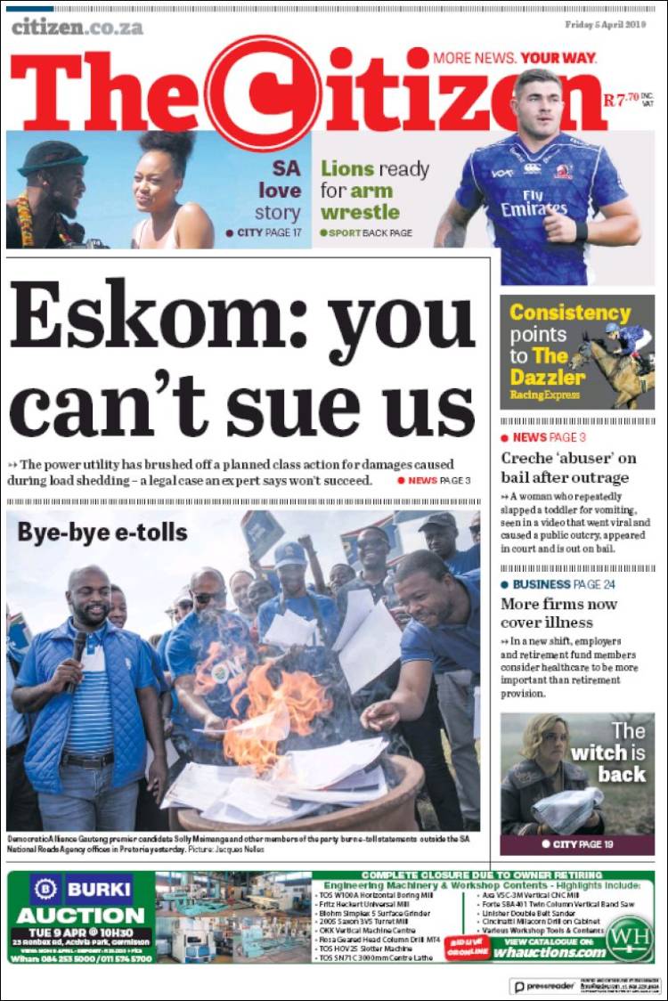 Portada de The Citizen (Sud&aacute;frica)