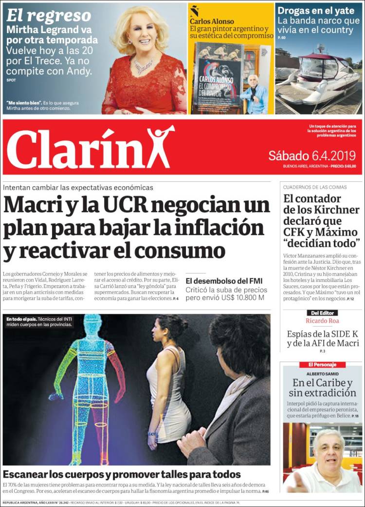 Portada de Clarín (Argentina)
