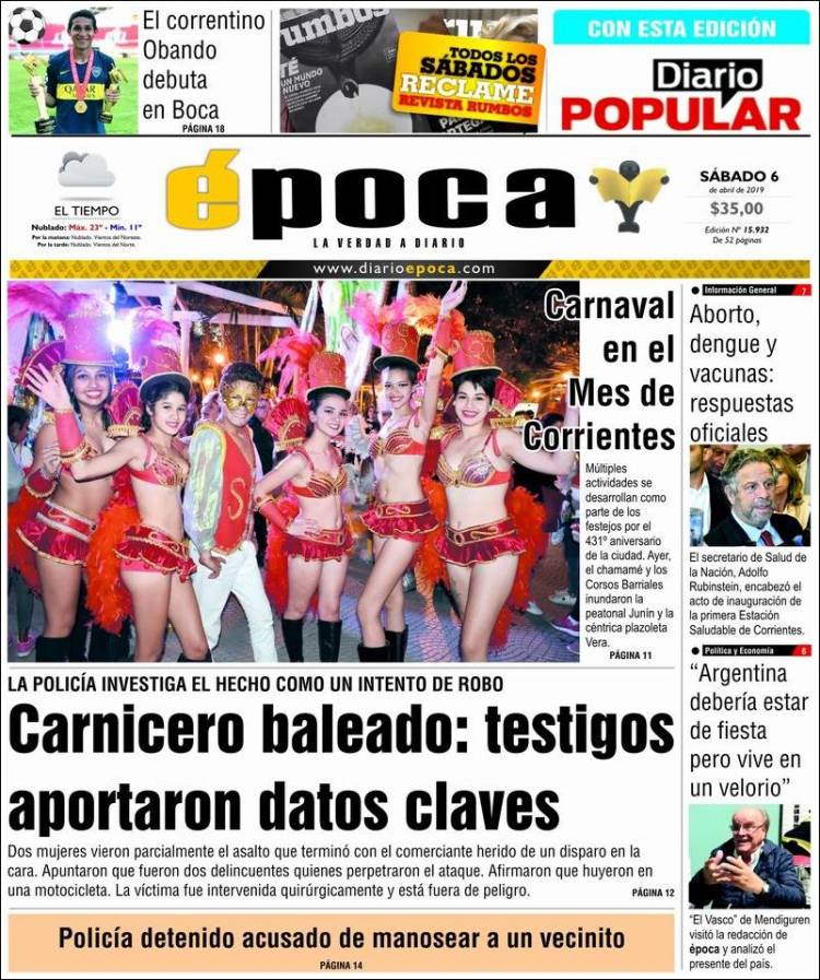 Portada de Diario Época (Argentina)