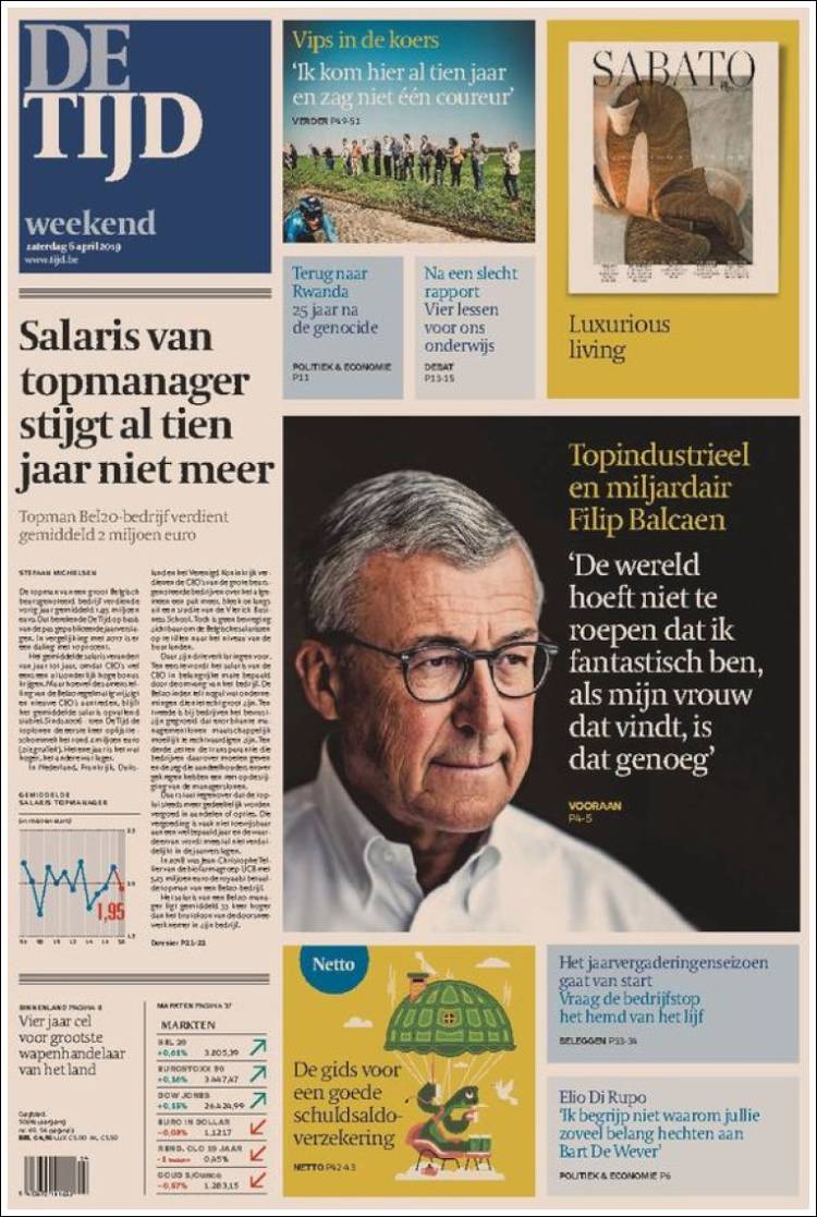 Portada de De Tijd (B&eacute;lgica)