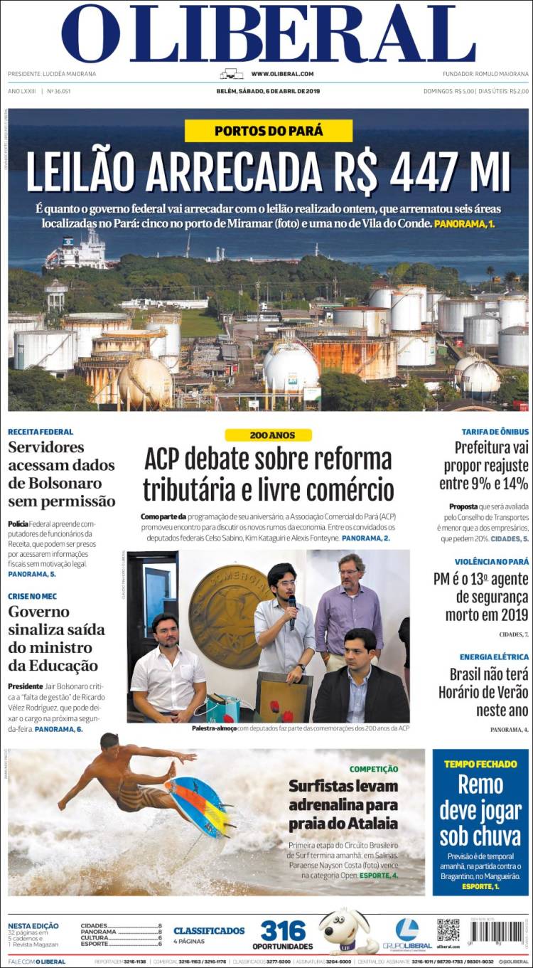 Portada de O Liberal (Brasil)