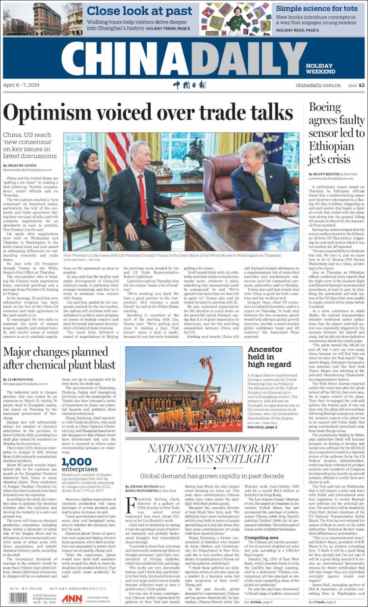 Portada de China Daily (China)