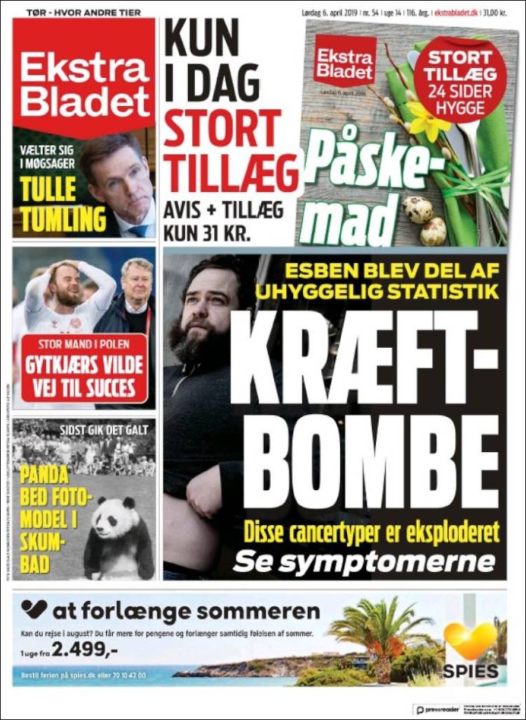 Portada de Ekstra Bladet (Dinamarca)