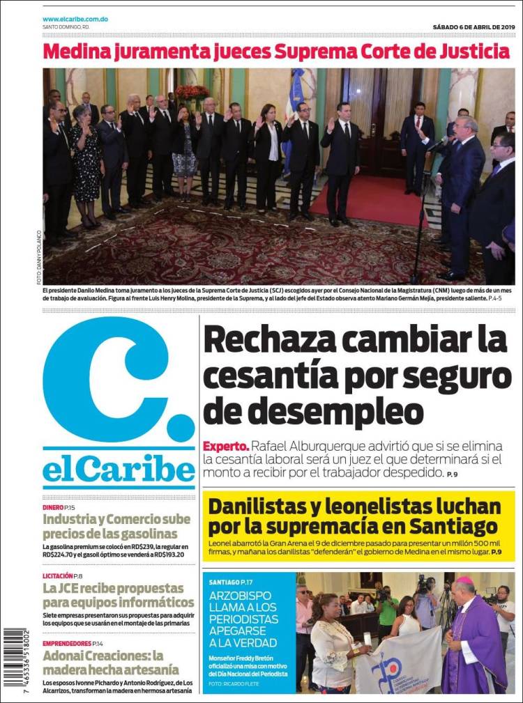 Portada de El Caribe (R. Dominicana)