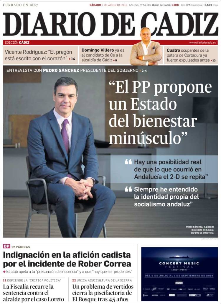 Portada de Diario de Cádiz (Espa&ntilde;a)