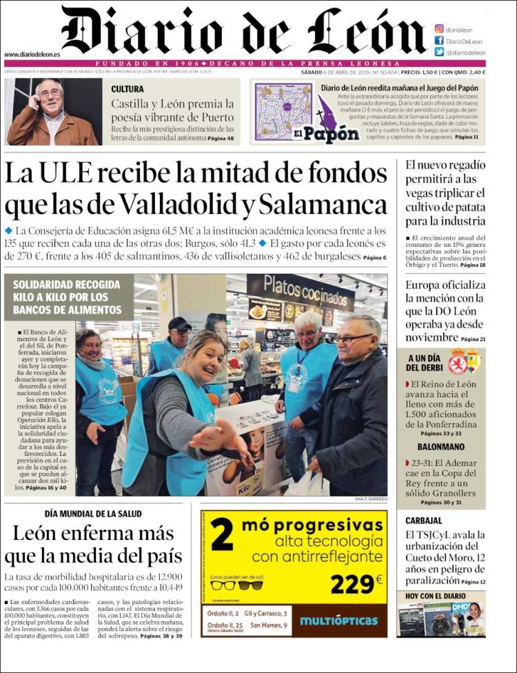 Portada de Diario de León (España)