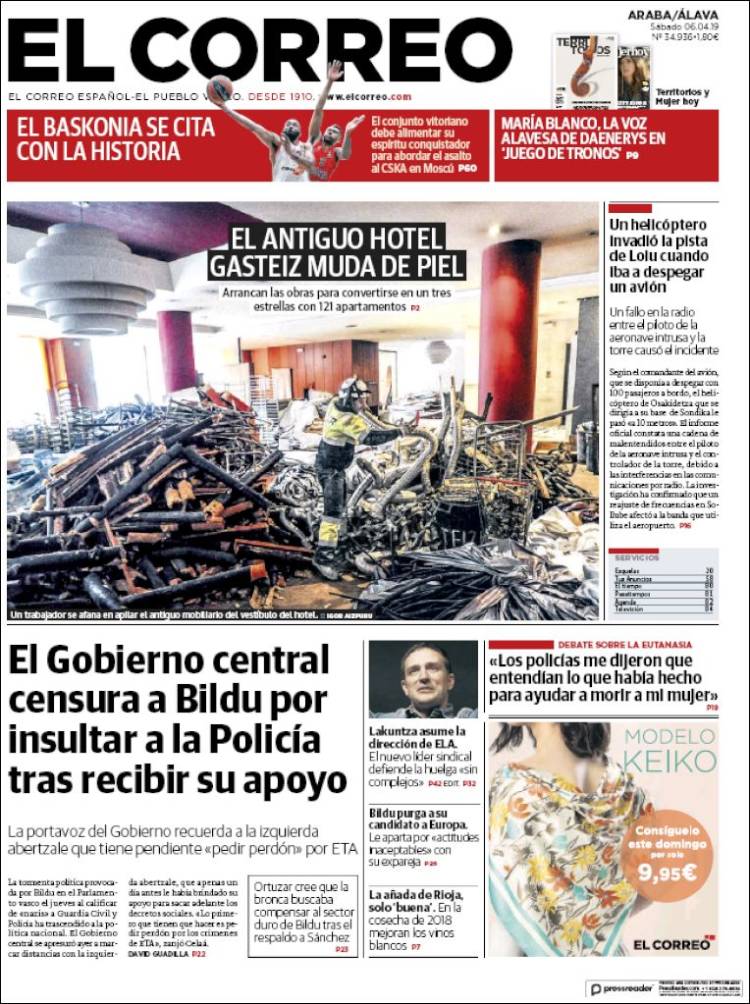 Portada de El Correo - Álava (España)