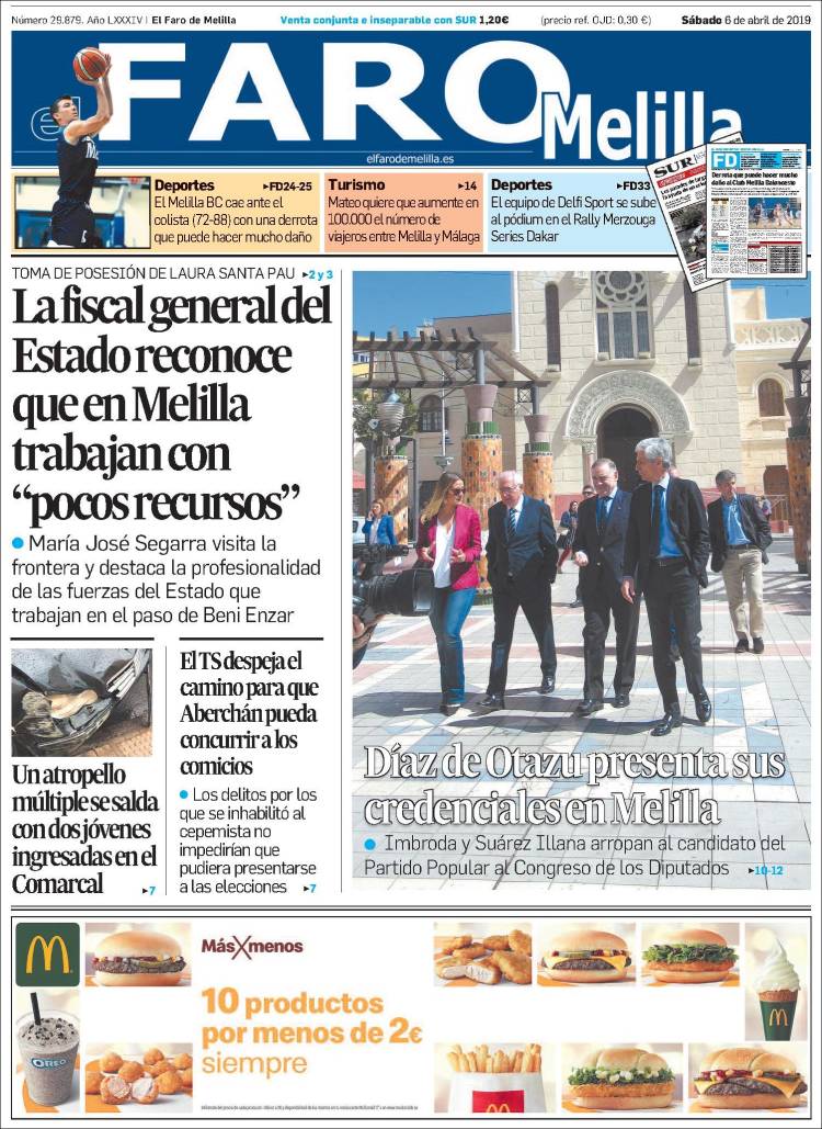 Portada de El Faro de Melilla (Espa&ntilde;a)