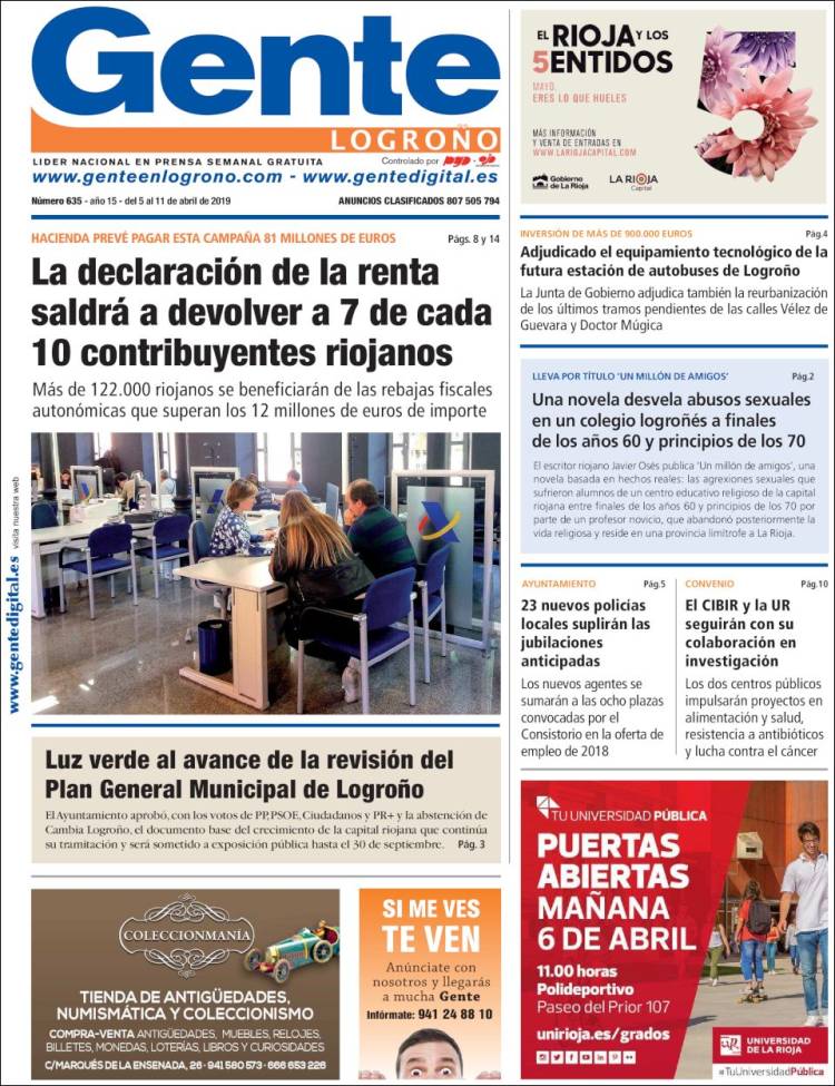 Portada de Gente en Logroño (España)