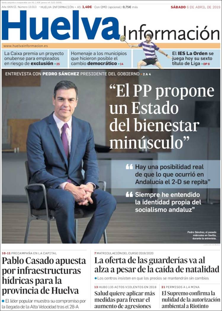 Portada de Huelva Información (Espa&ntilde;a)