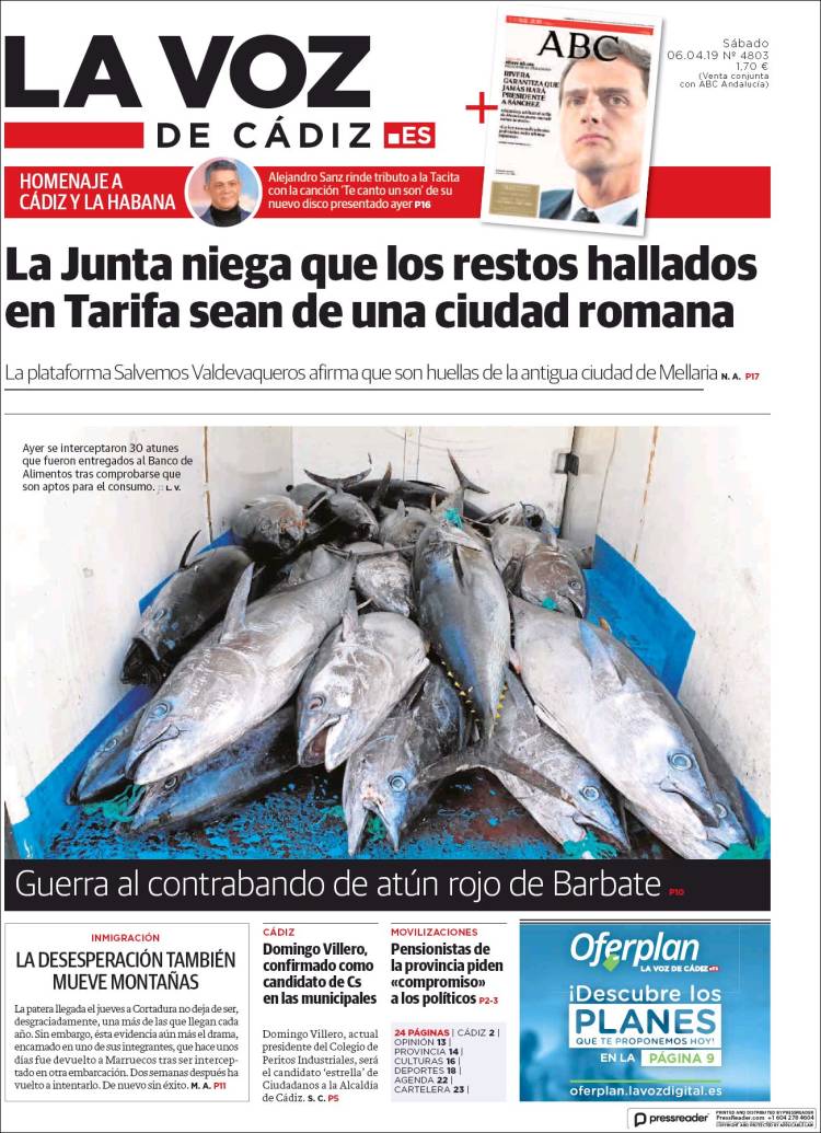 Portada de La Voz de Cádiz (Espa&ntilde;a)