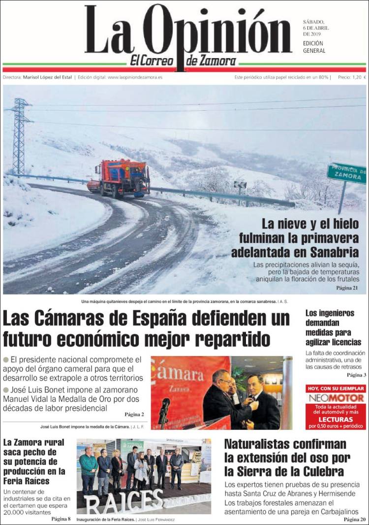 Portada de La Opinión - El Correo de Zamora (Espa&ntilde;a)