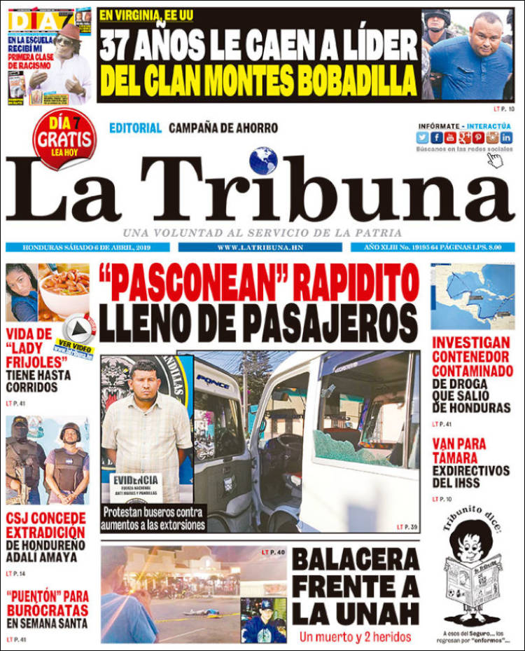 Portada de La Tribuna (Honduras)