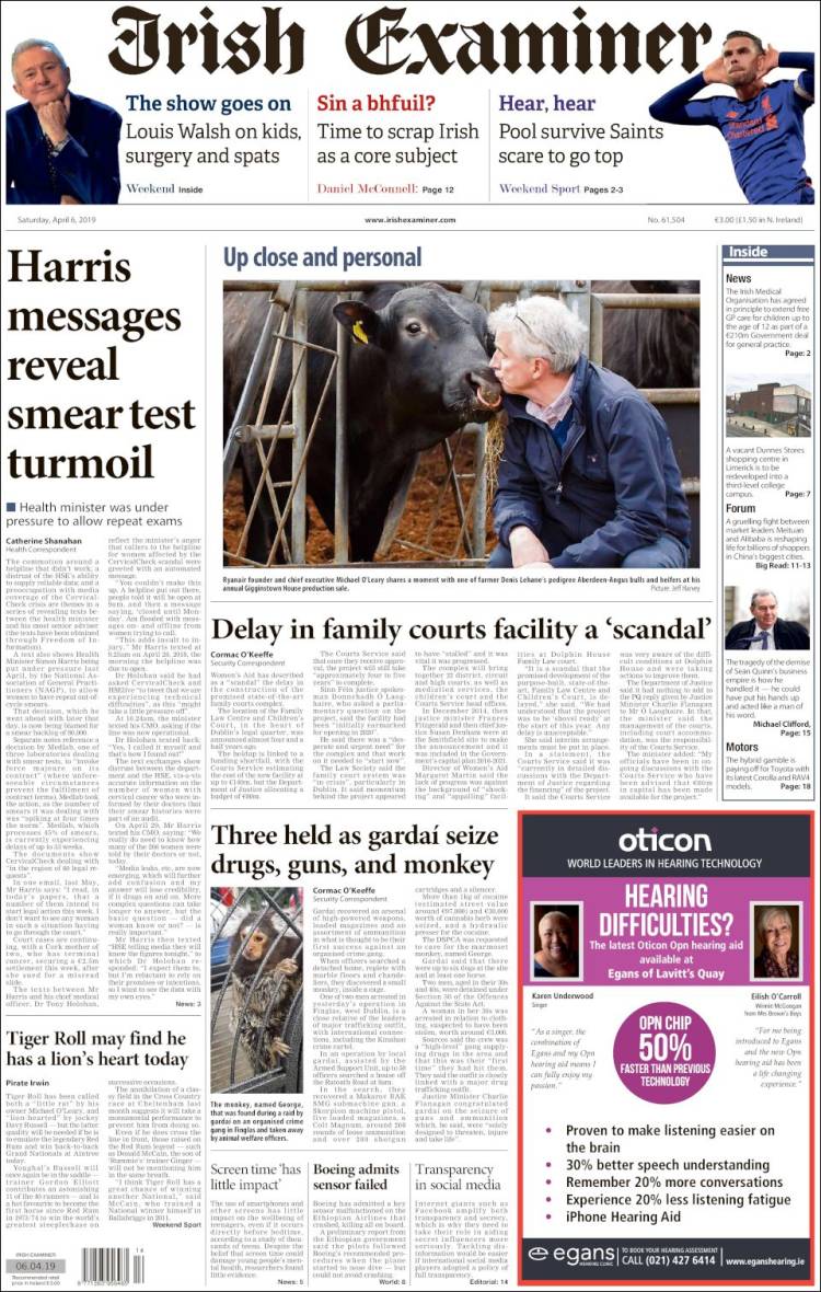 Portada de Irish Examiner (Irlanda)
