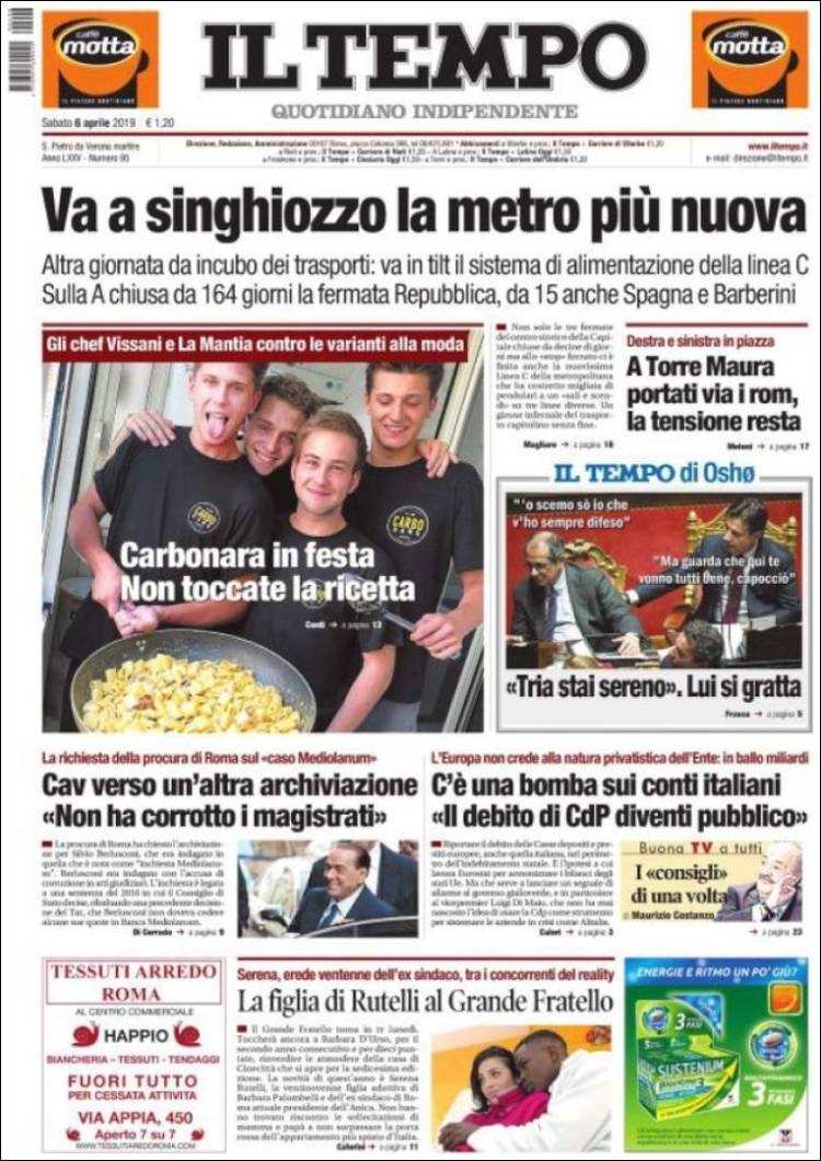 Portada de Il Tempo (Italia)