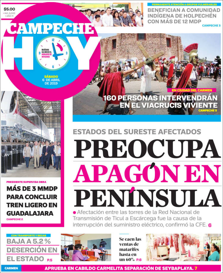 Portada de Campeche Hoy (México)