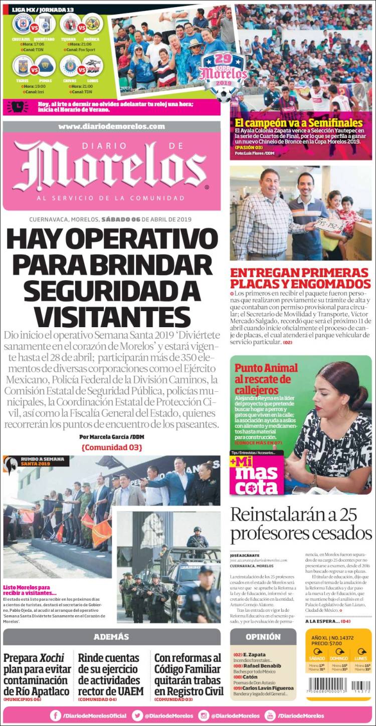 Portada de Diario de Morelos (México)