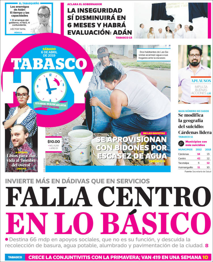 Portada de Tabasco Hoy (México)