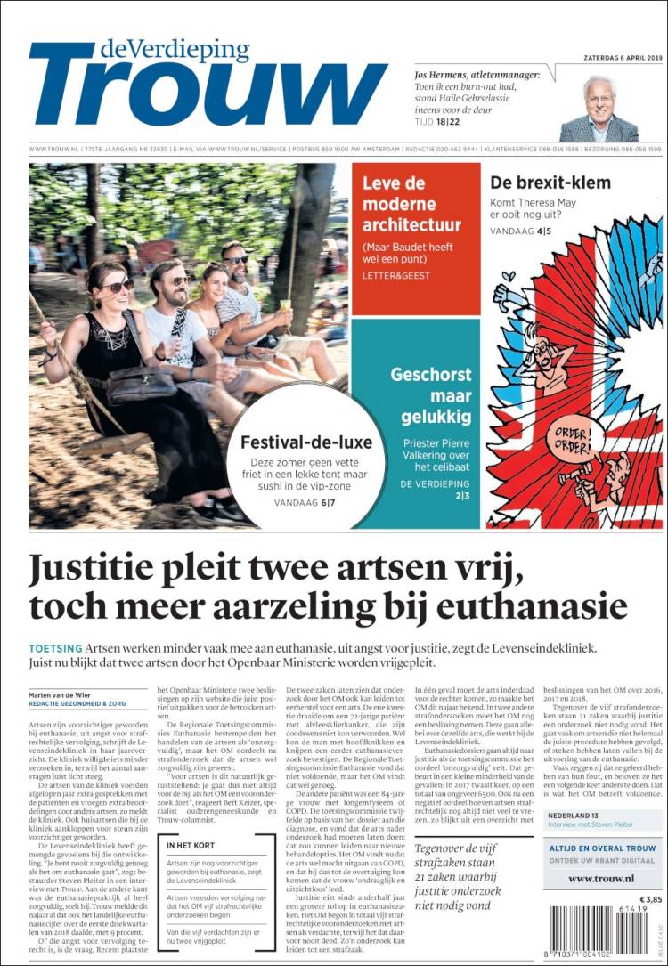 Portada de Trouw (Pa&iacute;ses Bajos)