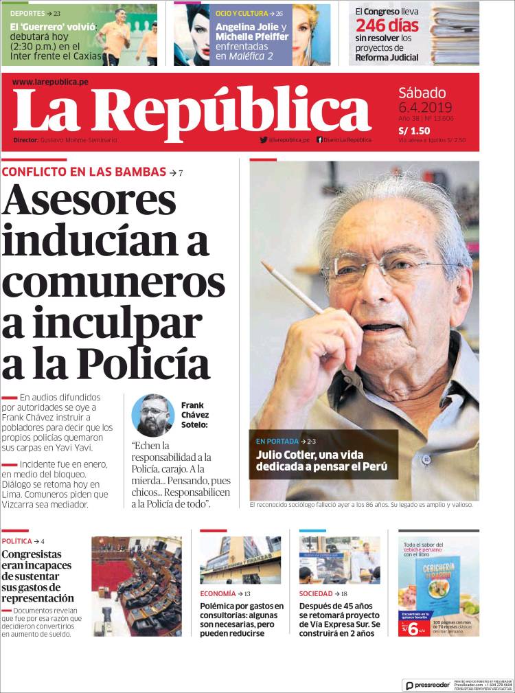 Portada de La Republica (Perú)