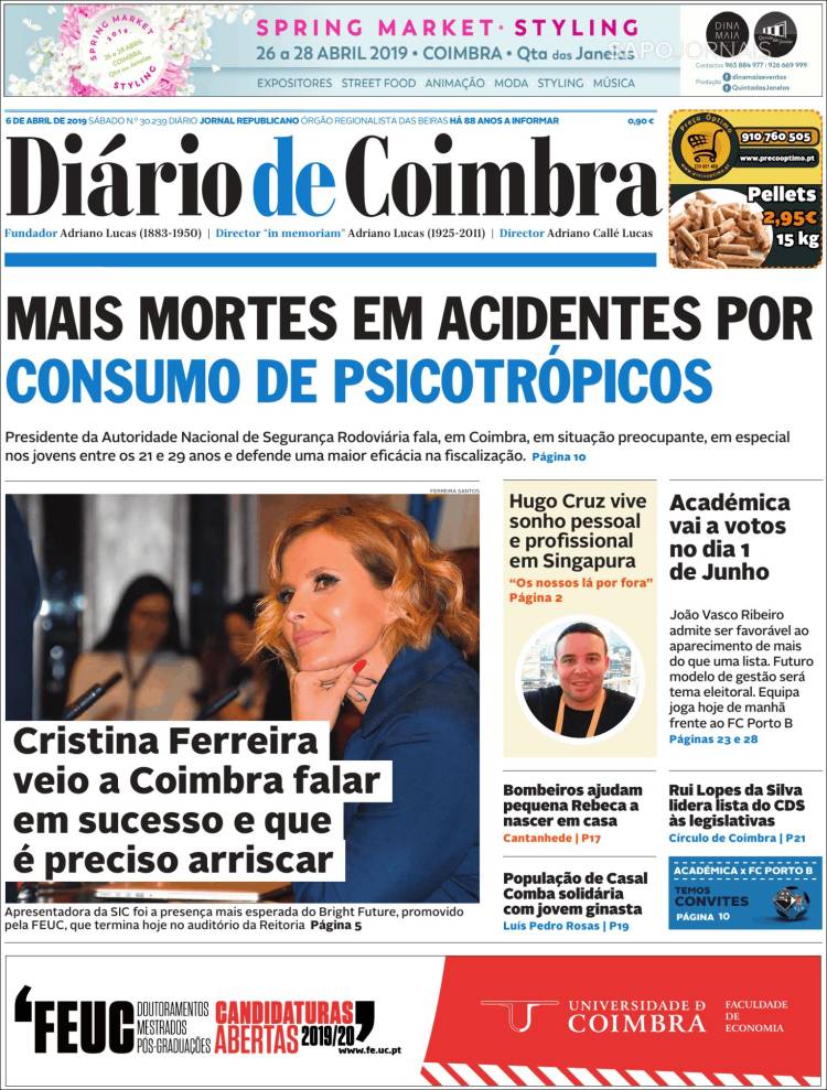 Portada de Diário de Coimbra (Portugal)
