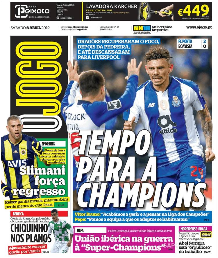 Portada de O Jogo (Portugal)