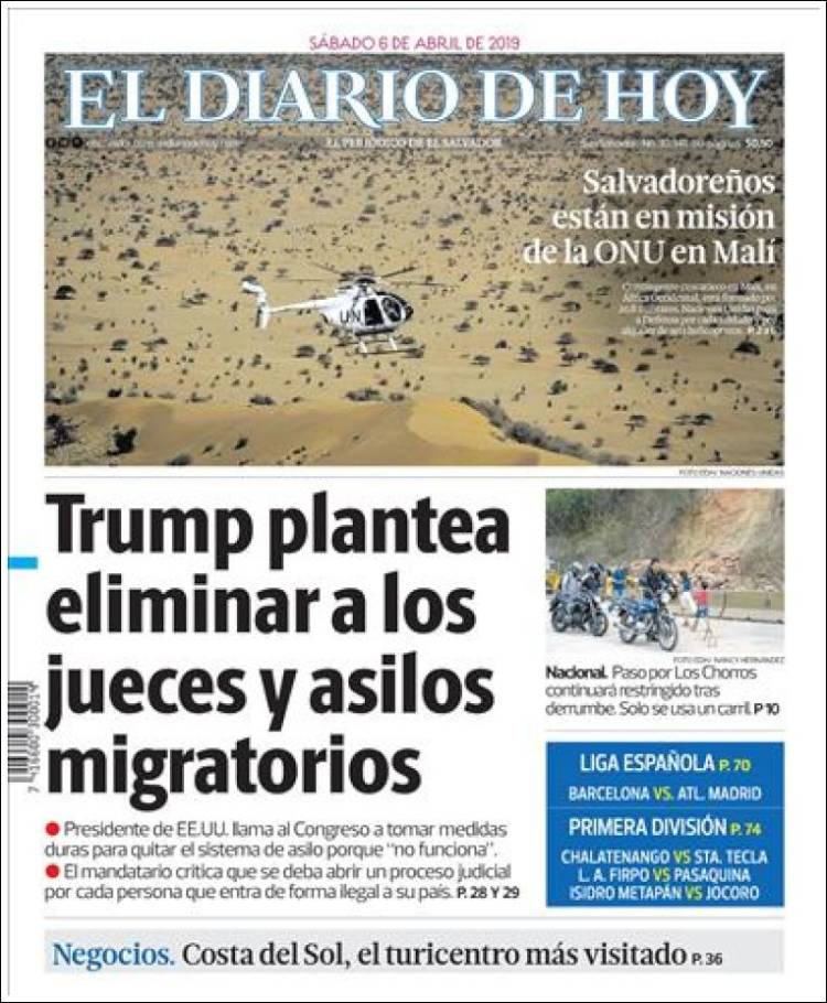 Portada de El Diario de Hoy (El Salvador)