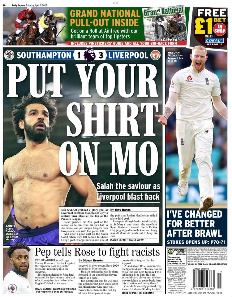 Portada de Express Sport (Reino Unido)