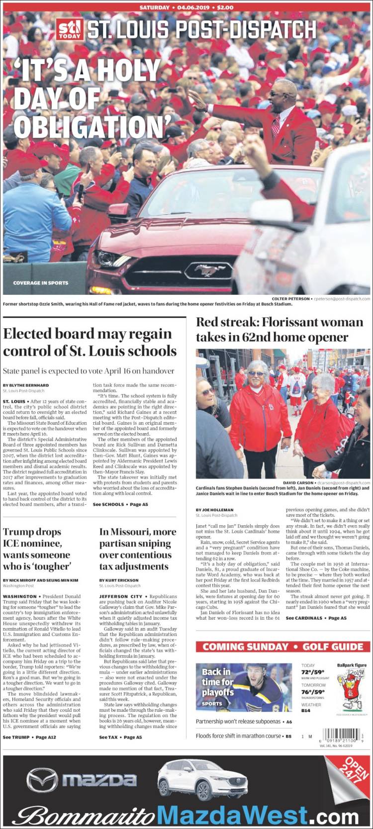 Portada de St. Louis Post-Dispatch (USA)