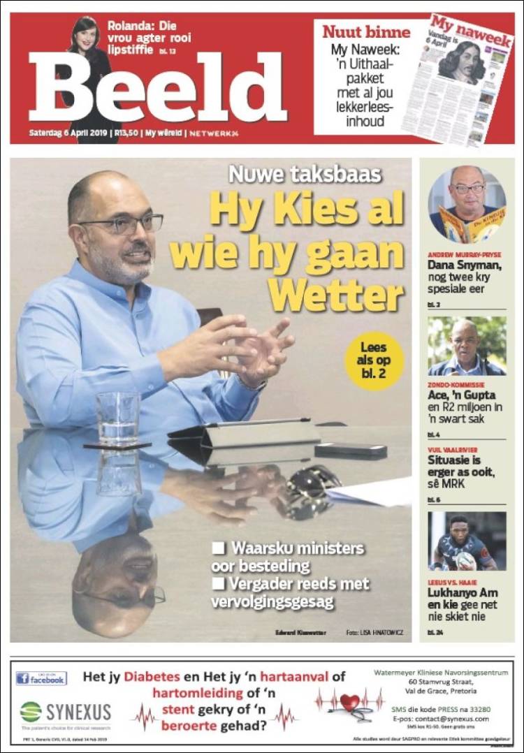Portada de Beeld (Sud&aacute;frica)