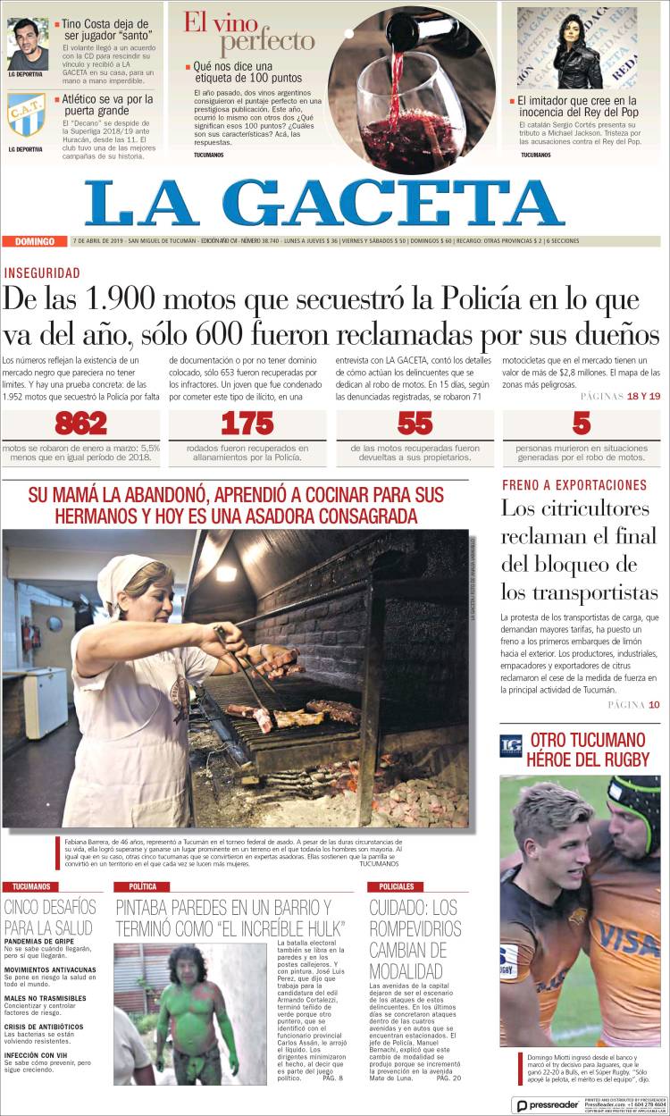 Portada de La Gaceta (Argentina)