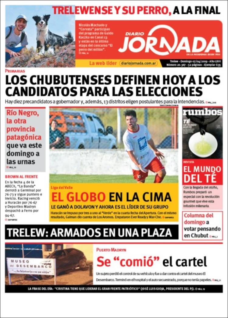 Portada de Diario Jornada en la Patagonia (Argentina)