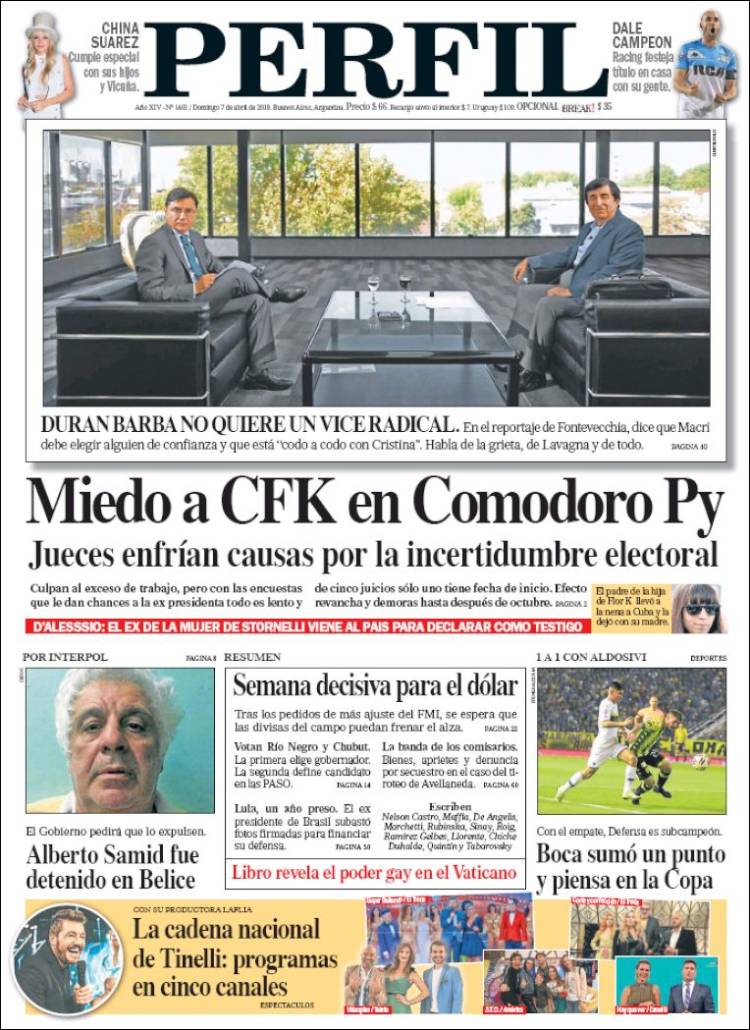 Portada de Diario Perfil (Argentina)