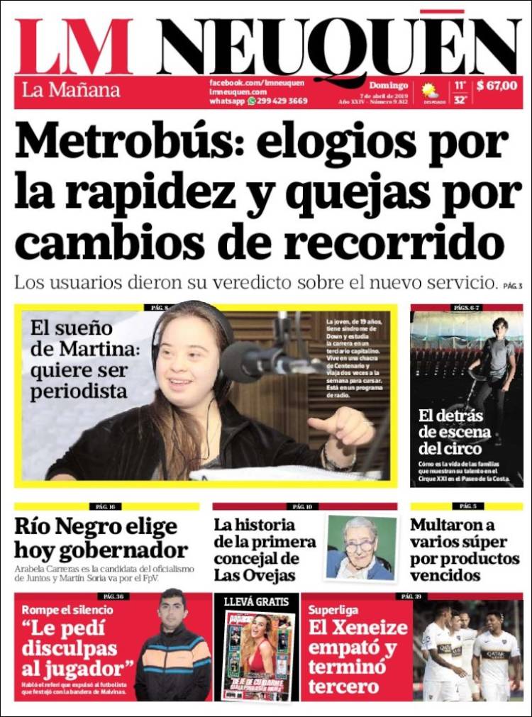 Portada de La Mañanade Neuquén (Argentina)