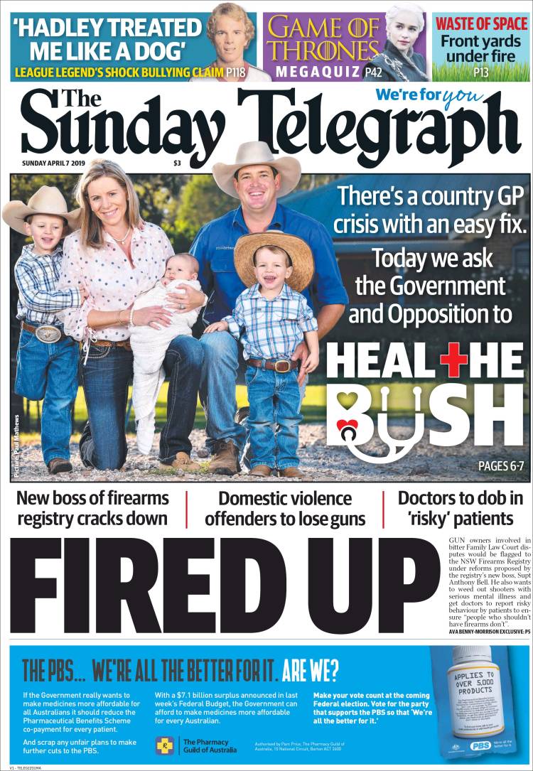 Portada de The Daily Telegraph (Australia)