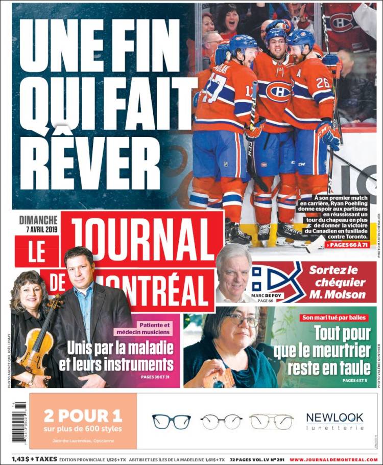 Portada de Le Journal de Montréal (Canadá)