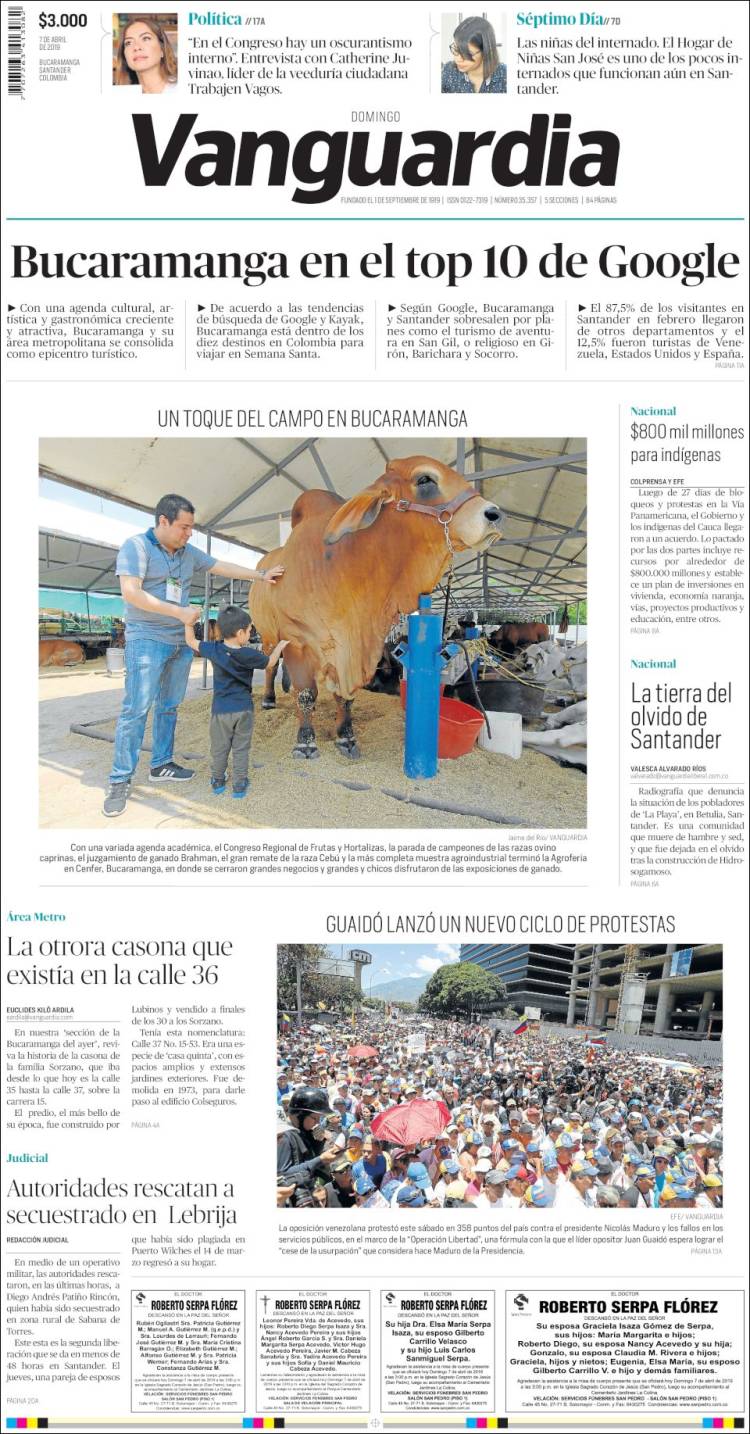 Portada de Vanguardia Liberal (Colombia)