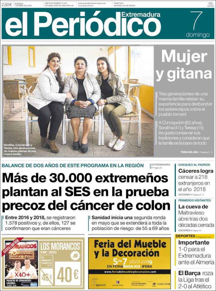 Portada de El Periódico de Extremadura (Espa&ntilde;a)