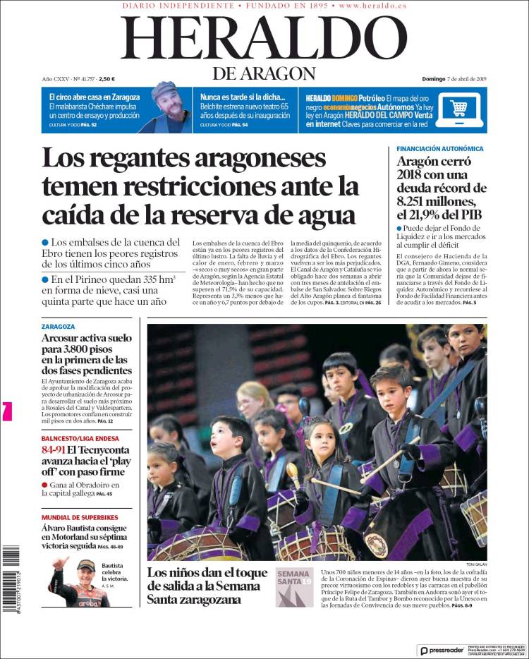 Portada de Heraldo de Aragón (Espa&ntilde;a)