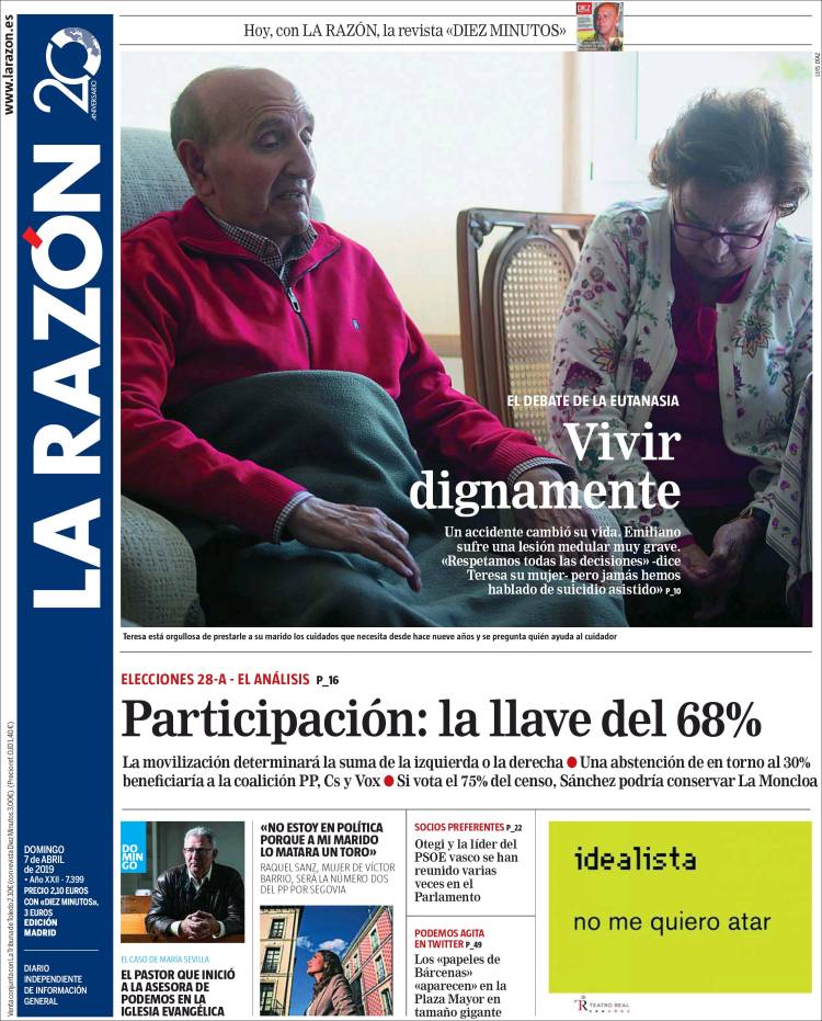 Portada de La Razón (Espa&ntilde;a)