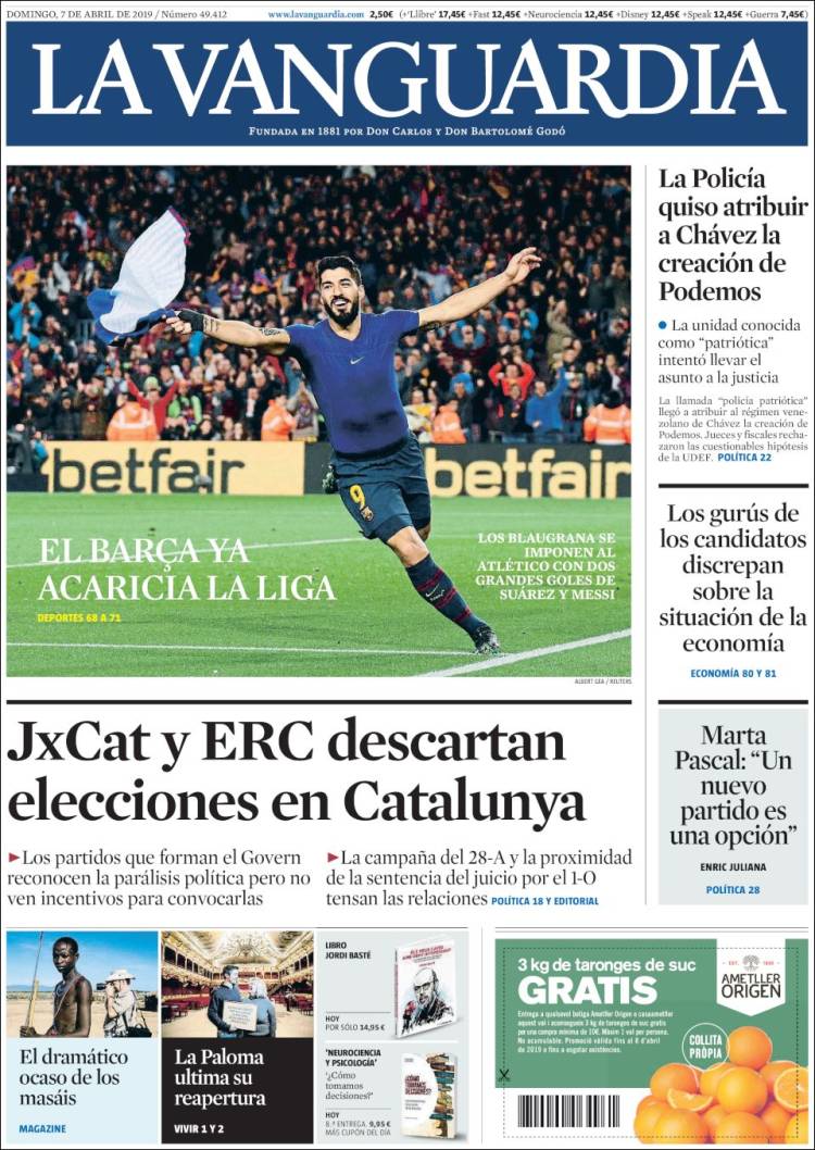 Portada de La Vanguardia (Espa&ntilde;a)