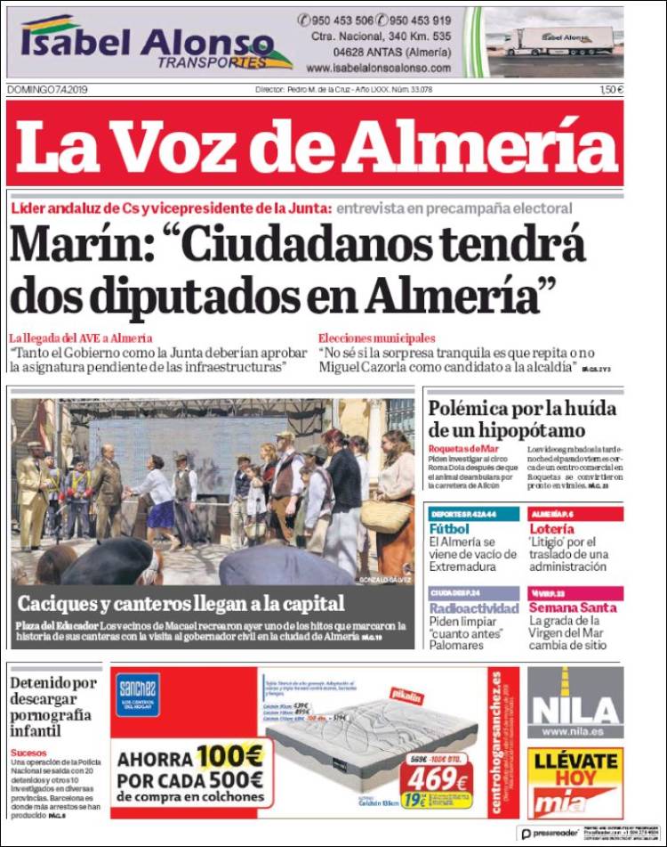 Portada de La Voz de Almería (Espa&ntilde;a)
