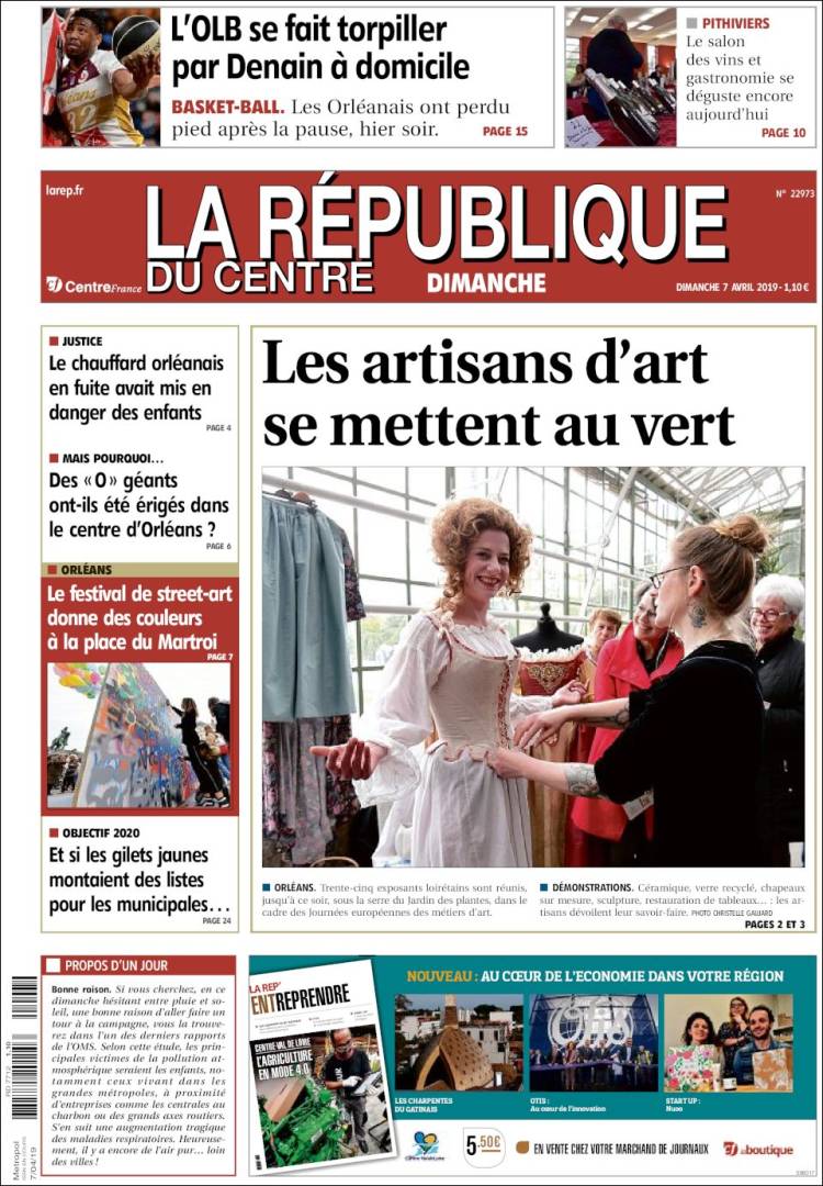 Portada de La République du Centre (Francia)