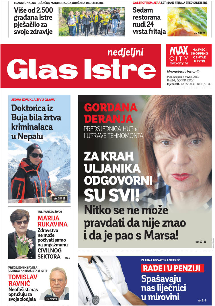Portada de Glas Istre (Croacia)