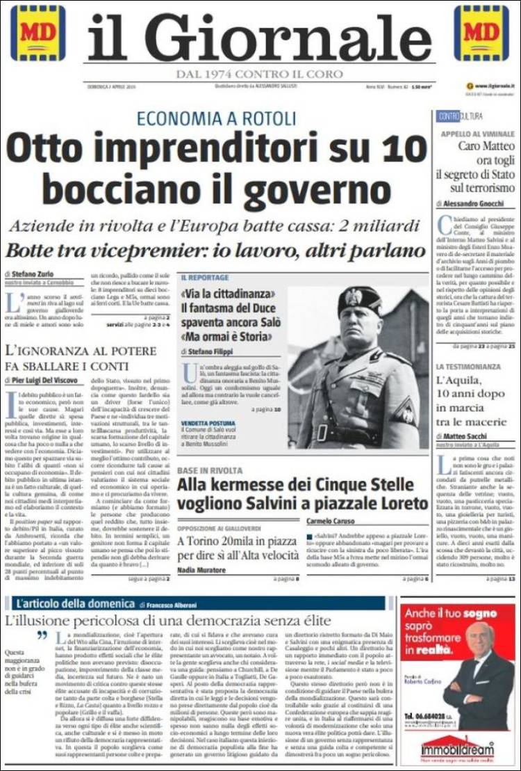 Portada de il Giornale (Italia)