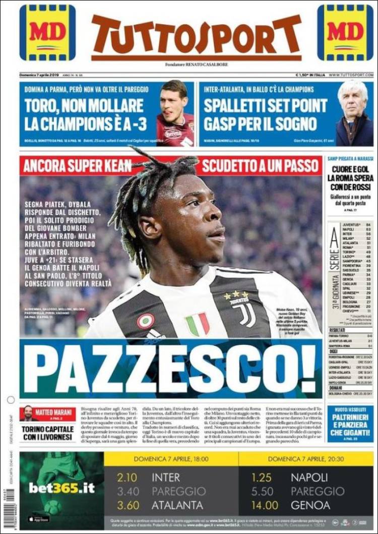 Portada de Tuttosport (Italia)