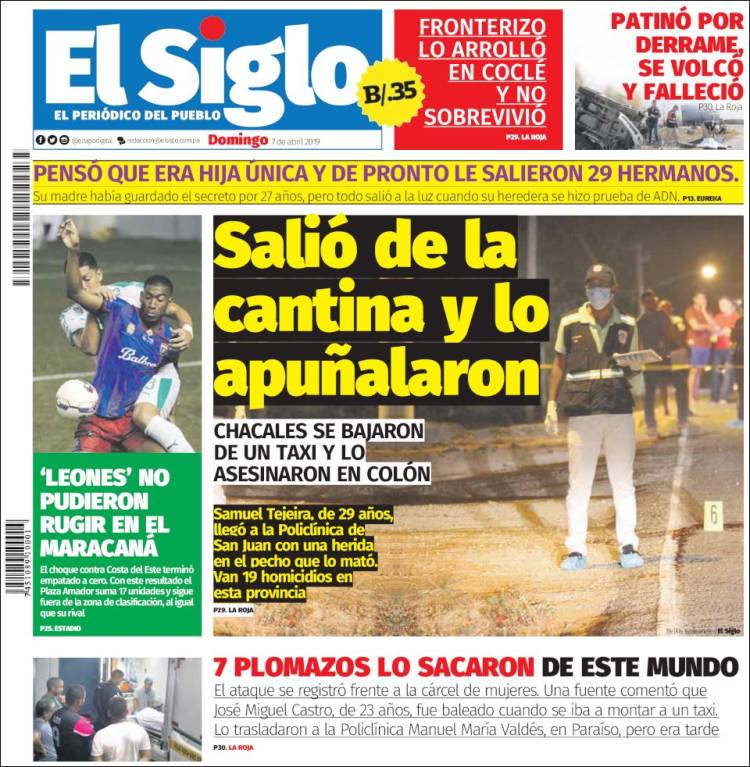 Portada de El Siglo (Panam&aacute;)