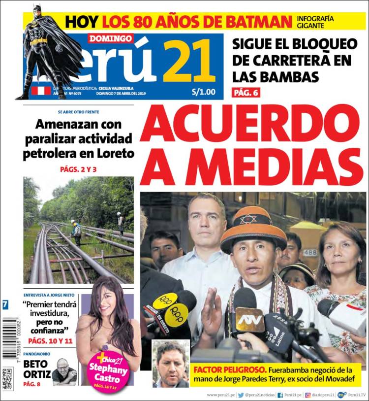 Portada de Perú 21 (Per&uacute;)