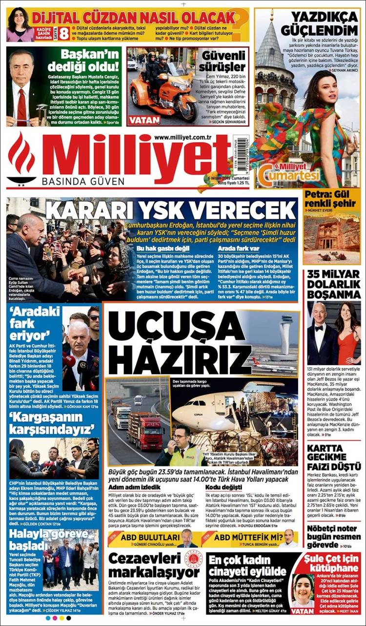 Portada de Milliyet (Turqu&iacute;a)